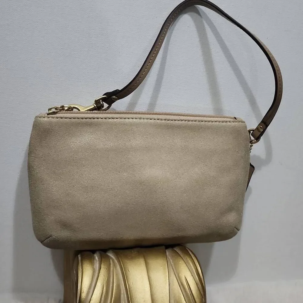 Vintage Coach Park wristlet beige suede Y2K